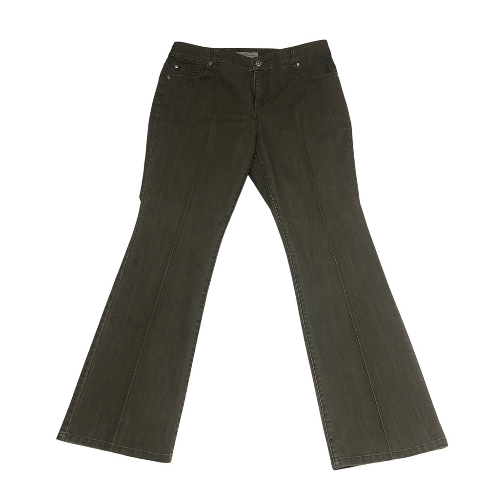 Chico's Platinum Denim Ultimate Fit Barely Flare Olive Green Jeans Size 2 Reg